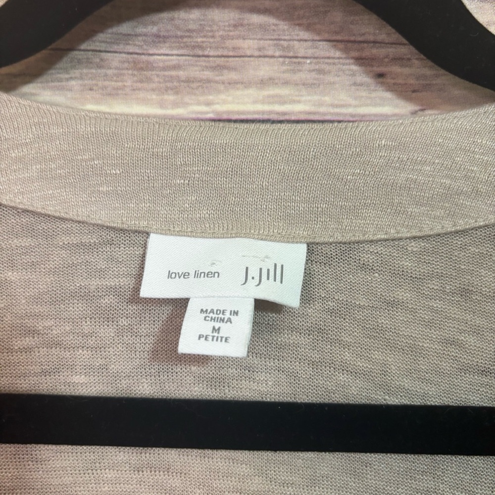 J Jill Love Linen Tan Cardigan Women’s Medium 100% Linen - Picture 2 of 6